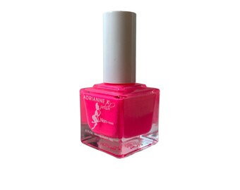 ADRIANNE K Nontoxic 10 Toxin Free Neon Pink Nail Polish, Miami Pink! Safe for Kids, .51 fl oz. Glossy. Quick Dry. Vegan.