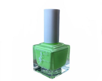Esmalte de uñas de verano, verde neón, no tóxico, efecto gel, Gaze, de ADRIANNE K, 14 ml (0.51 oz), vegano. Sin gluten. Hecho en EE. UU.