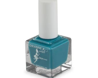 ADRIANNE K, Nontoxic 10 Free Teal Blue Nail Polish, Blulu! .51 fl oz, Vegan. Glossy