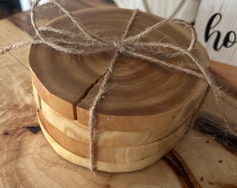 Rustic Log Coasters | Handcrafted Wood Coasters, Set of 4