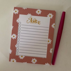 Daisy Notepad: bloemen briefpapier, takenlijst met selectievakjes