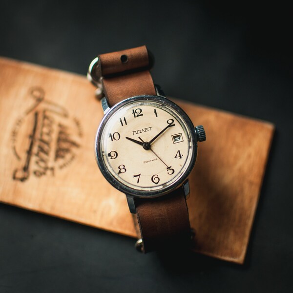 Rare white wrist watch Poljot, casual watch, groomsmen watch, watch men, unisex mechanical watch, retro womens watch