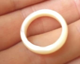 MORE LISTED Carved mother of pearl ring gem quality health benefits,  soothing healing stackable polished band sizes 4.5, 5 and 6