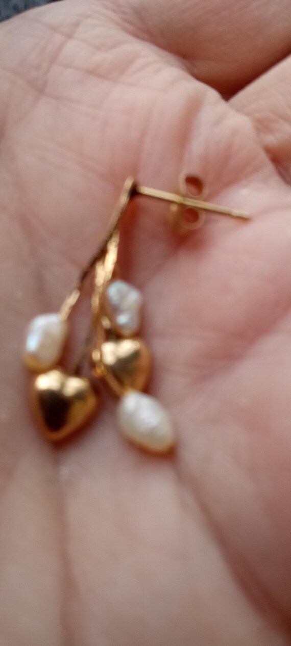 SALE ENDING SINGLE 14K solid gold earring long da… - image 3