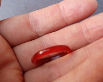 MORE LISTED Carved red stone ring gem quality carnelian sardonyx, for strength, narrow sizes 5.5, 6, 6.5, 7, 7.5, 8