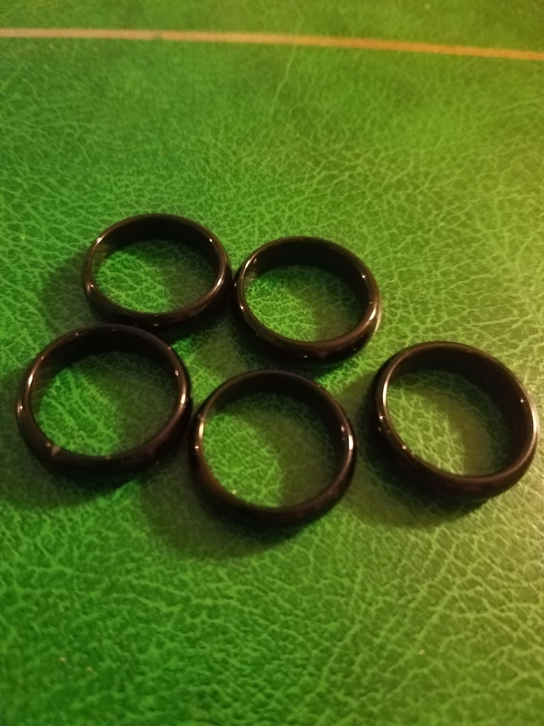 Stackable black jade or onyx ring carved gemstone 5 available bands 4 size 7 1 size 7.5 rounded edges