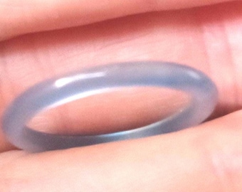 MORE LISTED Carved stone ring gem quality moonglow blue violet chalcedony agate, health narrow 5.5, 6, 6.5, 7, 7.5, 8, 8.5