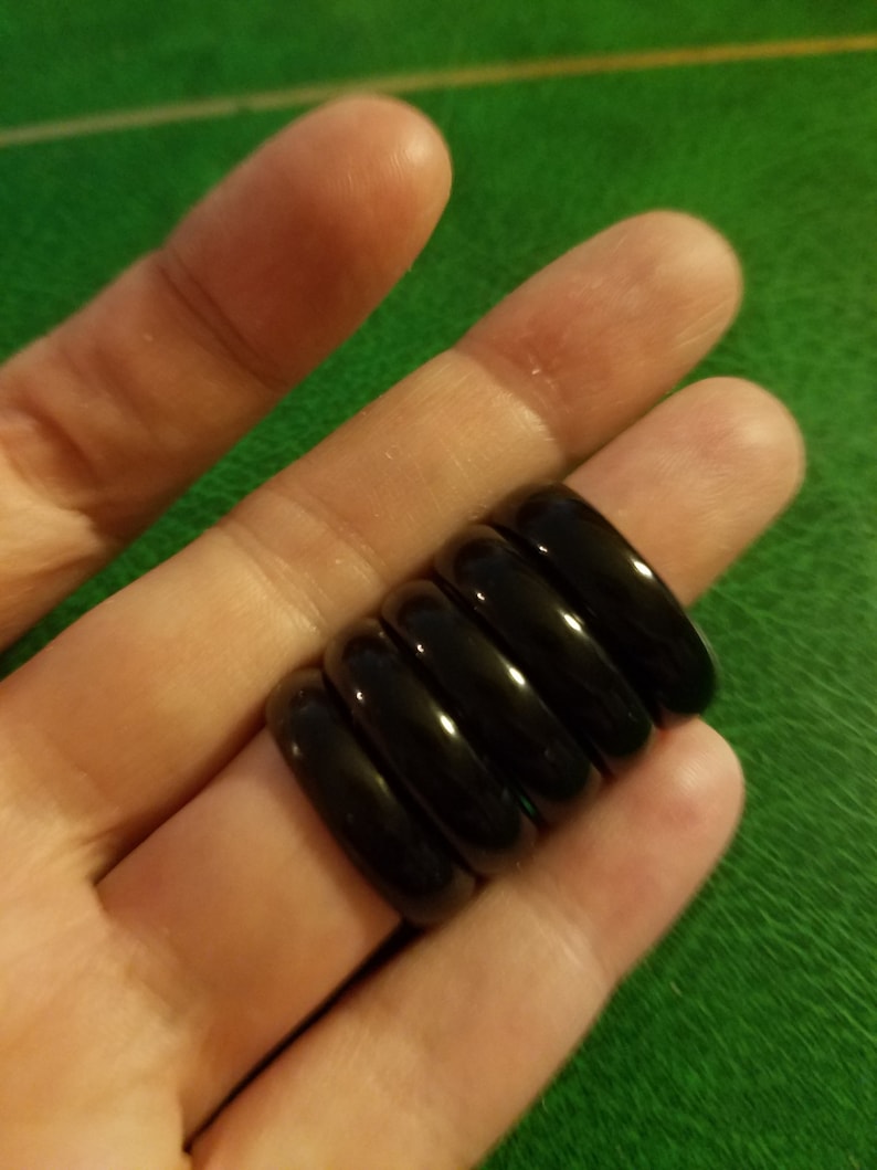 Stackable black jade or onyx ring carved gemstone 5 available bands 4 size 7 1 size 7.5 rounded edges