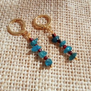 Blaue Apatit Ohrringe, Edelstein Ohrringe, Blauer Apatit Granat Ohrring, Handgemachte Ohrringe Damen Ohrringe, Stein Ohrringe, Geschenke