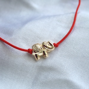 Pulseira da Sorte com Elefante, Pulseira de Cordão Vermelho, Pulseira de Casal, Pulseira de Cordão, Tornozeleira de Corda Vermelha, Presentes para Melhor Amiga, Pulseira Budista com Pingente