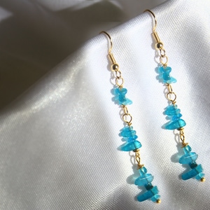 Blauer Apatit Ohrringe, Edelstein Apatit Ohrringe, handgemachte Ohrringe Damen Ohrringe Apatit Stein Ohrringe, Geschenke, Apatit Ohrringe, einzigartig