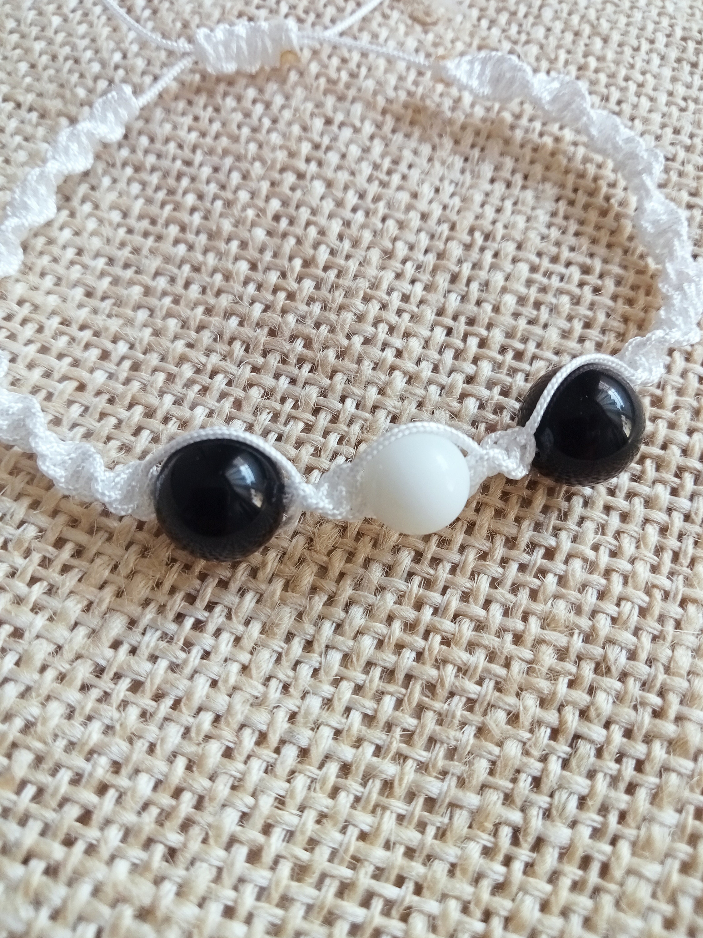 Black and White Onyx Stoned Natural Bracelets, 10 Mm Black and 8 Mm