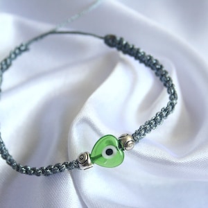 Evil eye String Bracelet, Silver - Shiny energy String Bracelet For Protection friendship Bracelet Gray Anklet Friendship Bracelet, gifts