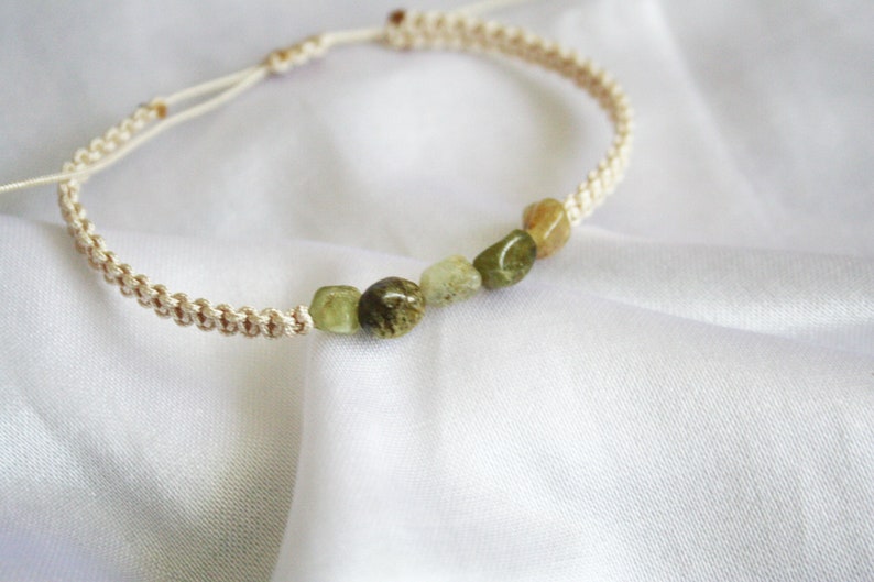 Green Jasper Bracelet Naturl Stone String Bracelet Etsy
