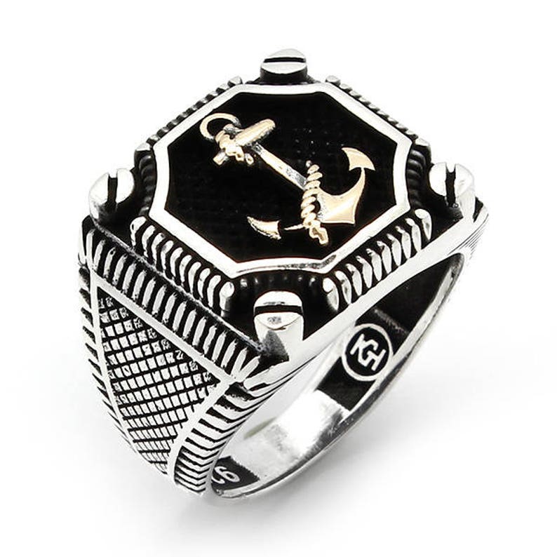 Anchor Men Ring Ring 925 Sterling Silver Modern Silver Etsy