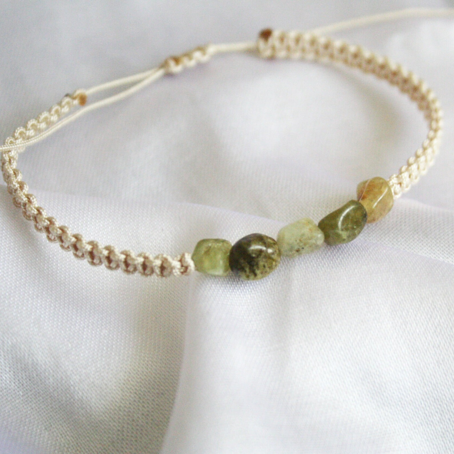 Green Jasper Bracelet Naturl Stone String Bracelet Etsy