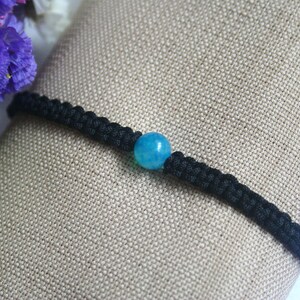 String Bracelet With Natural Stone, Blue Mossy Agate Bracelet Couples Bracelet Rope Anklet Mens Bracelet Chakra Bracelet, Unique Bracelet