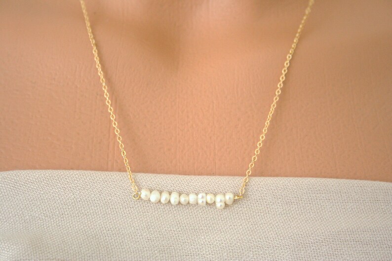 Pearl Necklace Pearl Stone Necklace Minimalist Necklace Etsy