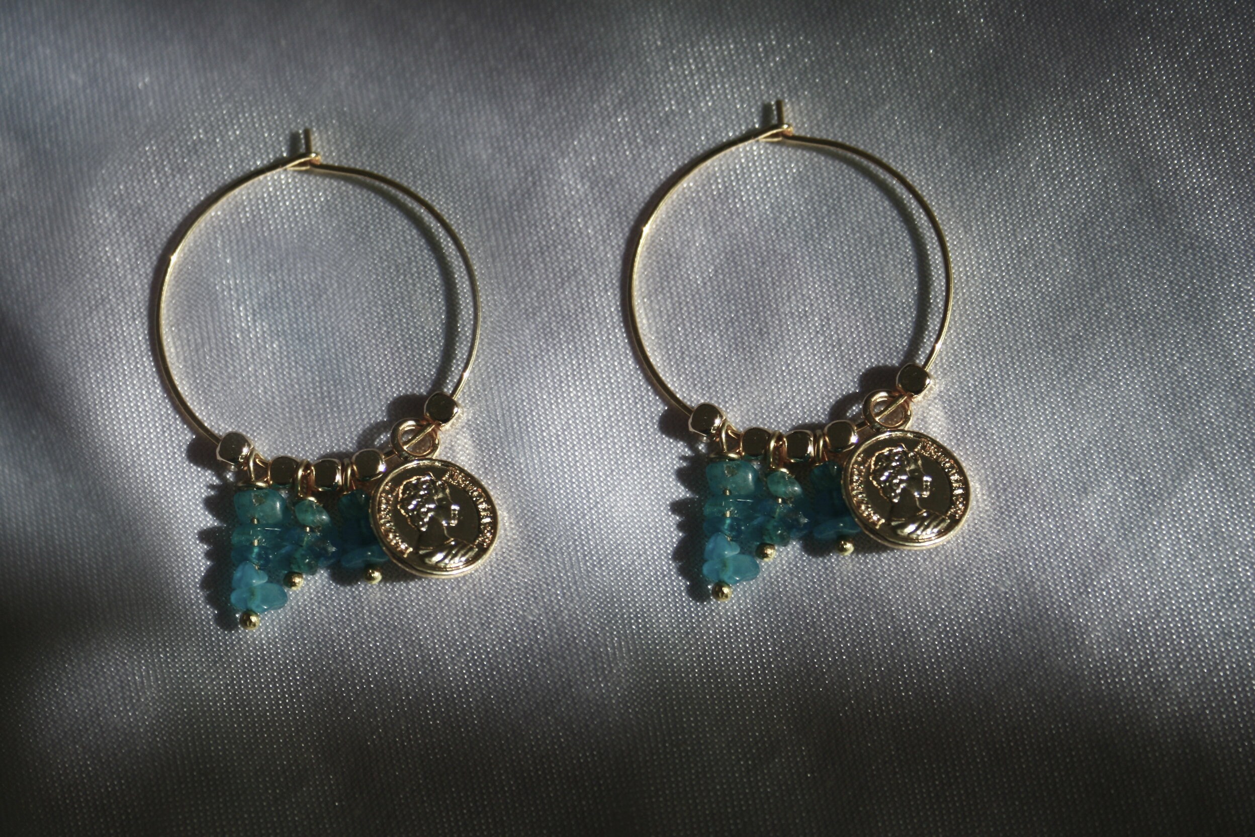 •IRIS HOOP• apatite + gold earrings