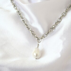Pearl Necklace, pearl stone necklace, Minimalist Necklace, drop choker necklace tiny handmade necklace, womens jewelry, anniversary gifts