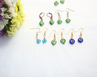 Evil Eye Earrings, Green evil eye earrings Blue Evil eye earrings for protection, Glass Earrings, handmade earrings, evil eye gifts