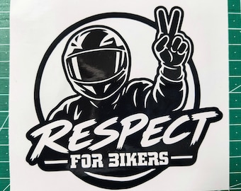 Respect for Bikers Decal – Motorcycle Helmet Peace Sign Vinyl Sticker