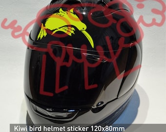 Bruce Anstey Kiwi Bird Helmet fluorescent yellow sticker decal