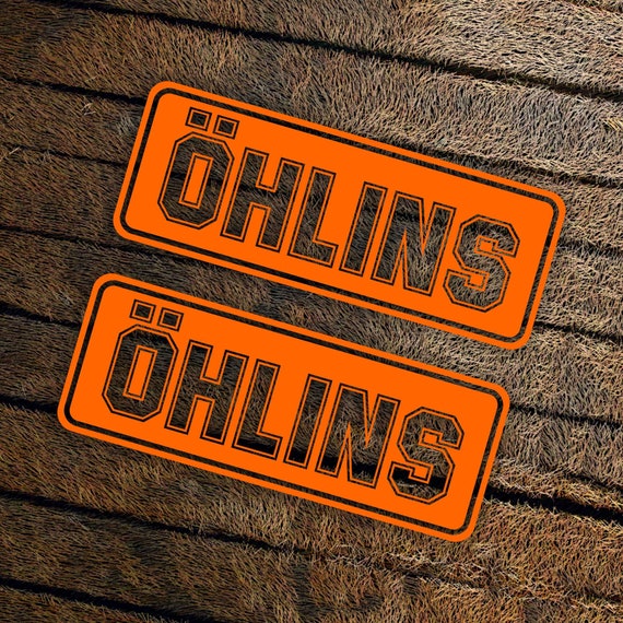 Öhlins Motorcycle Decal Set – 2 Waterproof Die-cut Vinyl Stickers