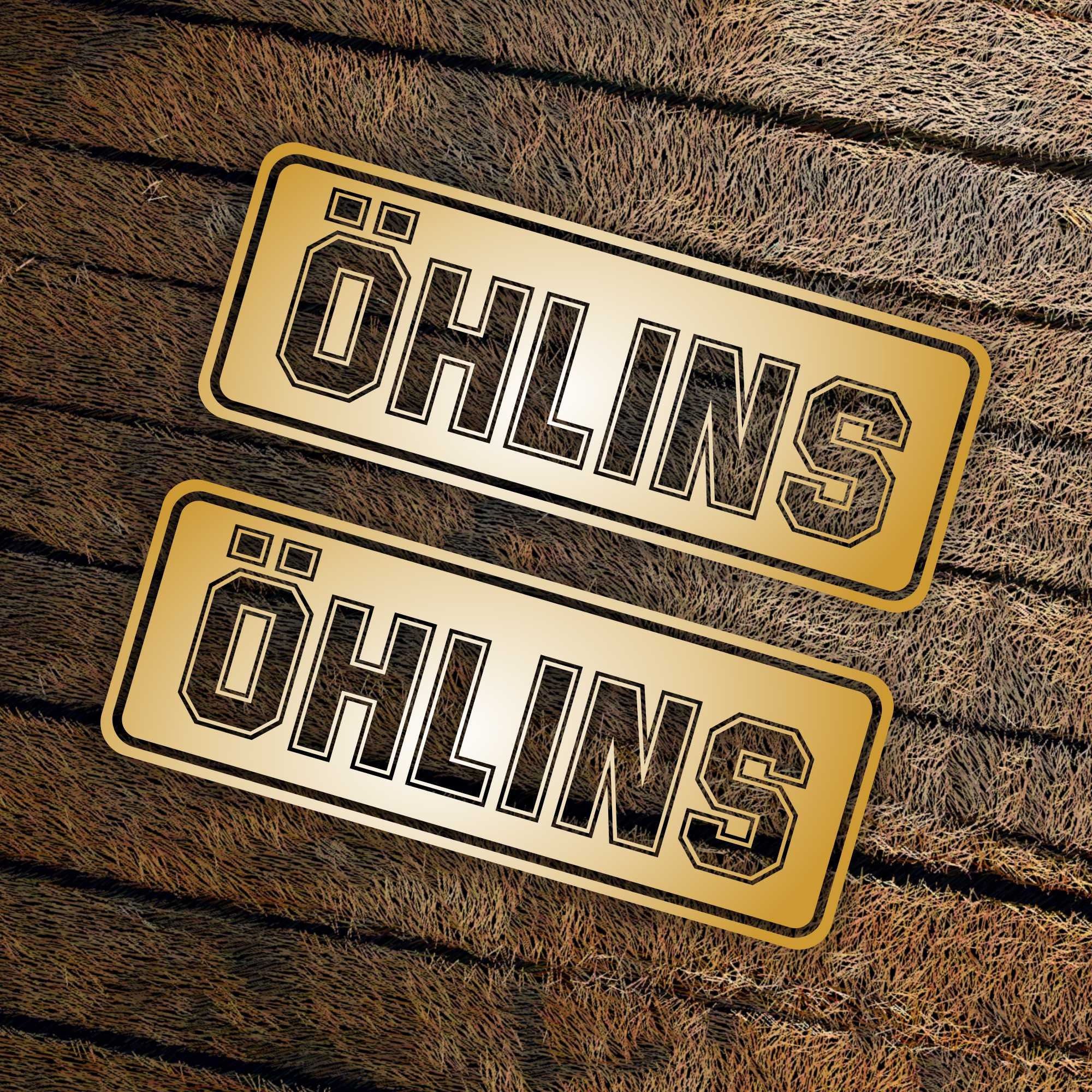 Öhlins Motorcycle Decal Set – 2 Waterproof Die-cut Vinyl Stickers