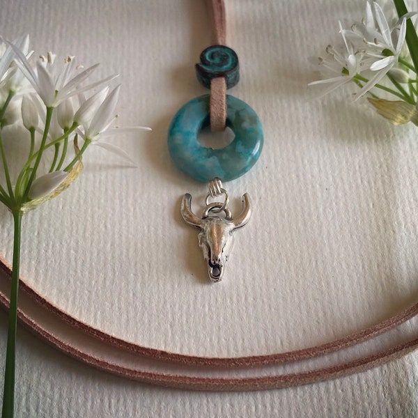 Handmade Turquoise & Skull Necklace
