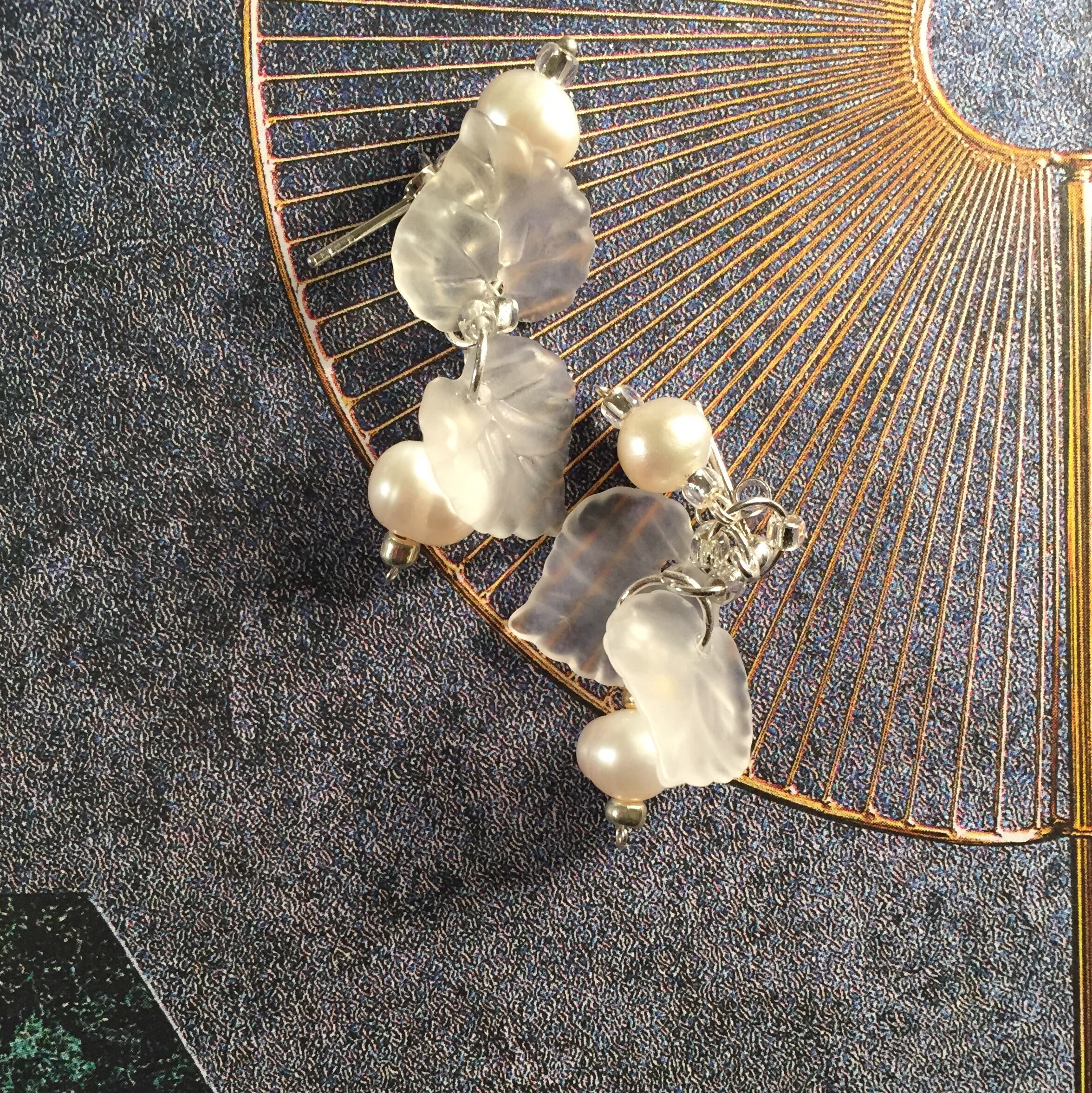 Boucles D'Oreilles Pendantes En Argent Avec Perles Lumineuses - Fait Main - Neuf Sans Emballage