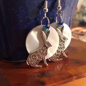 Handcrafted in The Cotswolds, Magical Hare and Full Moon Earrings