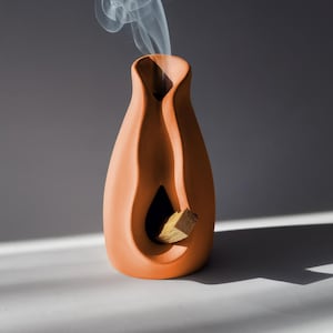Antracit handgjord keramisk Palo Santo-brännare | Rökelsehållare i stengods | Förhöj dina meditations- och aromaterapiritualer