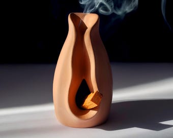 Bruciatore Palo Santo in terracotta fatto a mano in ceramica / Porta incenso artigianale in gres / Migliora i tuoi rituali di meditazione e aromaterapia