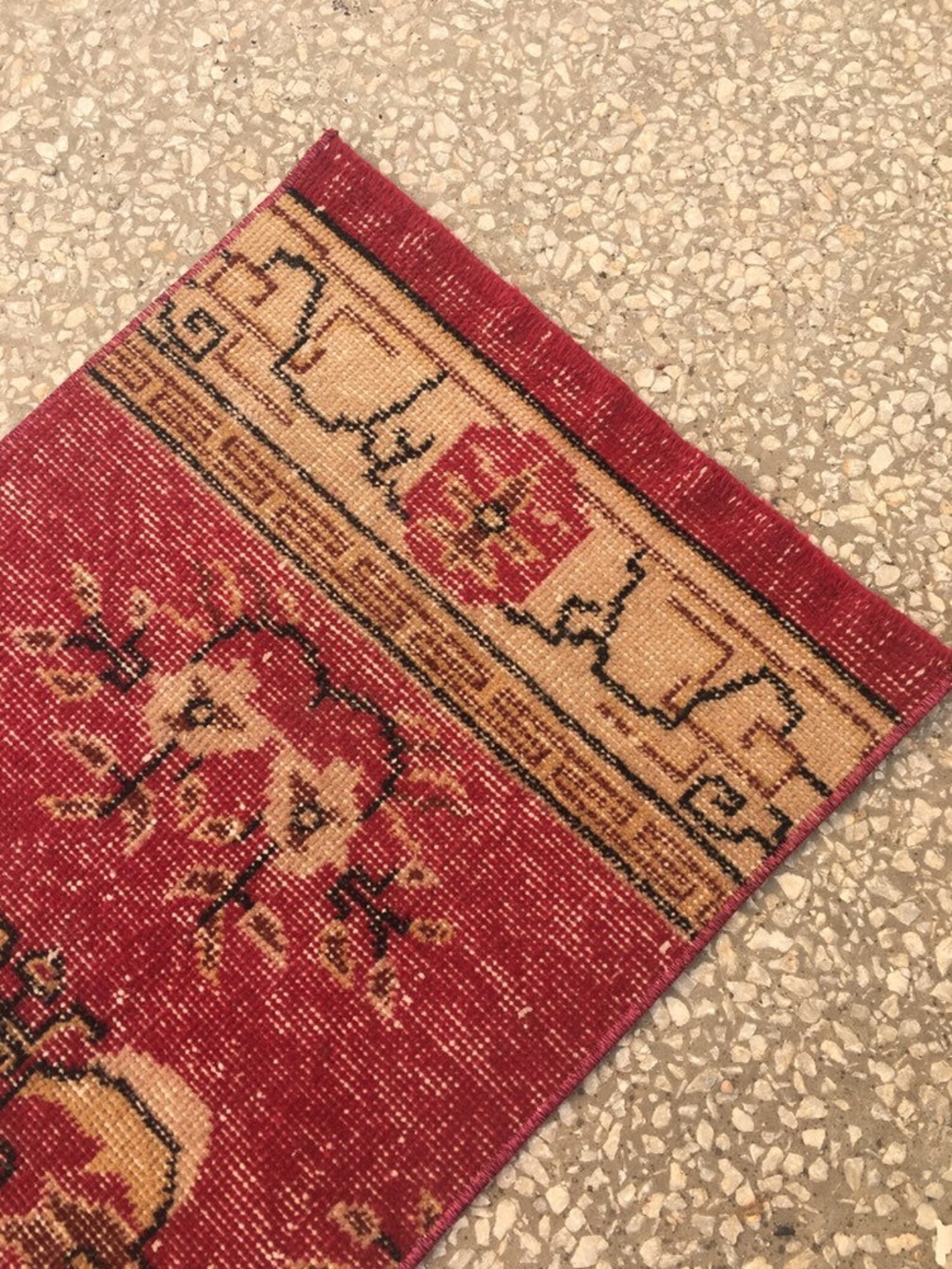 1.5x3.8ftsour Cherry Color Unique Distressed Vintage Rug Kitchen Mat ...