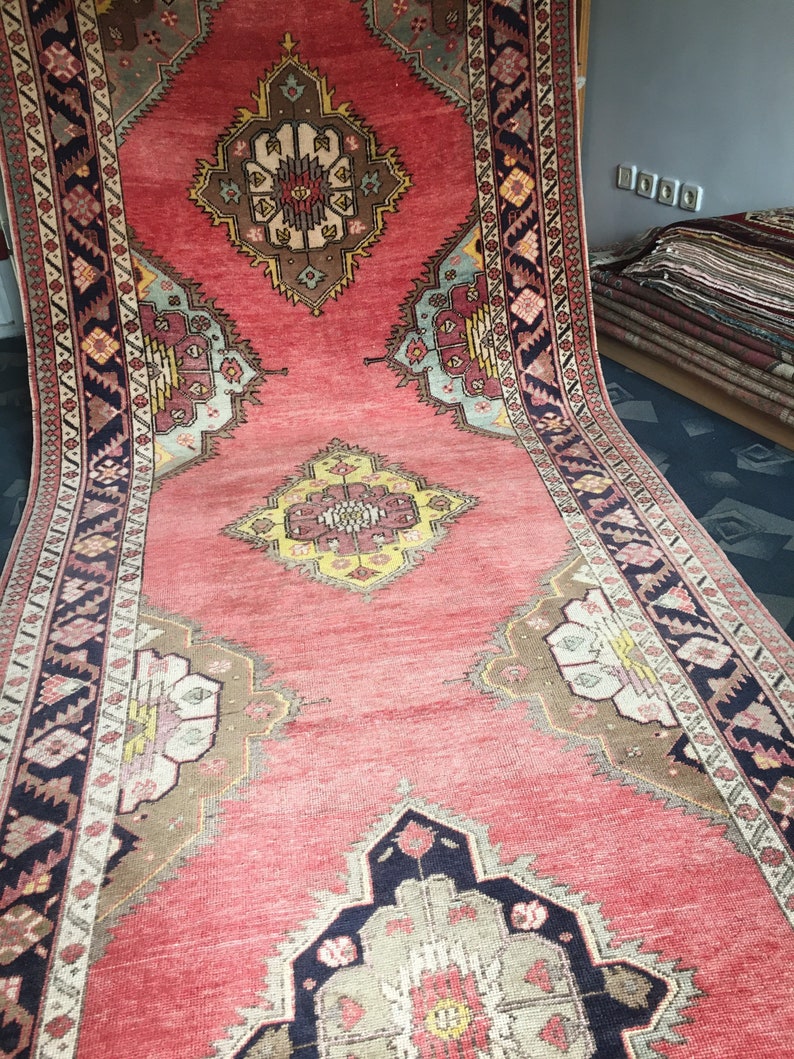 5x13 Coral Color At the price of Gifts surprise Oushak 4.10”x12.6”ft Rug Vintage Turkish