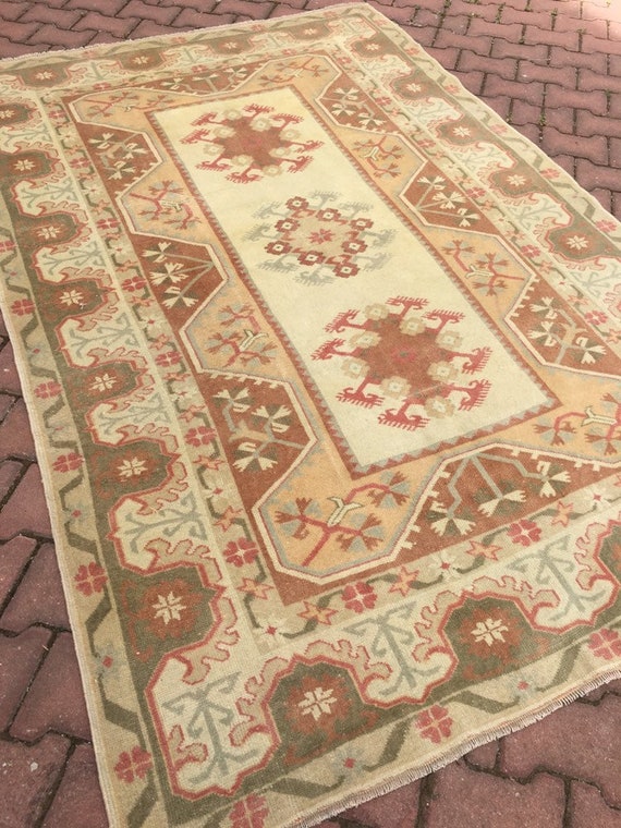 Distressed Oushak Rug Etsy