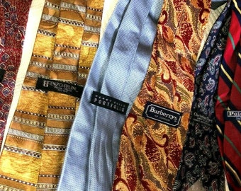 Lot of 6 Famous Designer Men's 100% Silk Vintage Ties