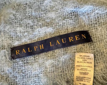 Ralph Lauren Home MOHAIR BLEND Sky Blue fringes Throw Blanket South Africa