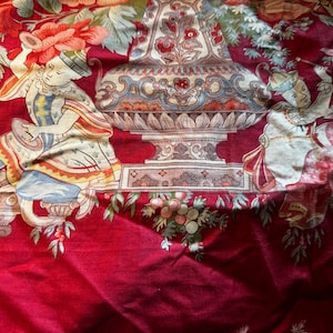 Vintage Scalamandre Chinoiseries  &quot;Chinese Celebration&quot; Red 3.9yrd 141&quot; Curtain upholstery, Pillow Fabric