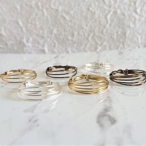 Simple multi layer wire ring / Not Size Adjustable / You can choose wire colour + number of layers , Ring size.