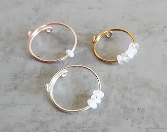 Handmade Minimalist Marble Gemstone style Acrylic Bead Anti Anxiety Fidget ring