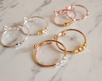 Handmade Anti Anxiety Fidget Personalized Morse Code Initial Rings Set