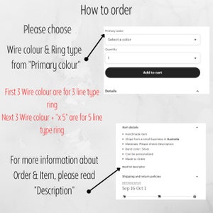 Please choose ring size, wire colour + How many Layers you like to get. 

First 3 Wire colour name are for 3 layers type ring
Next 3 Wire colour name + "x 5" are for 5 layers type ring