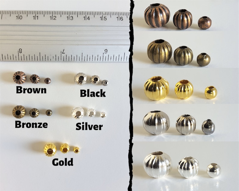 Small Corrugated Beads hoop earrings Gold Silver Bronze Brown Art deco hoops Cool Antique style hoops Layered earrings Statement earrings