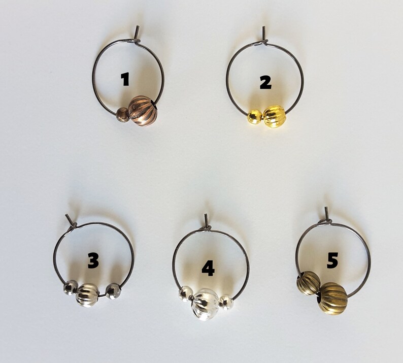 Small Corrugated Beads hoop earrings Gold Silver Bronze Brown Art deco hoops Cool Antique style hoops Layered earrings Statement earrings