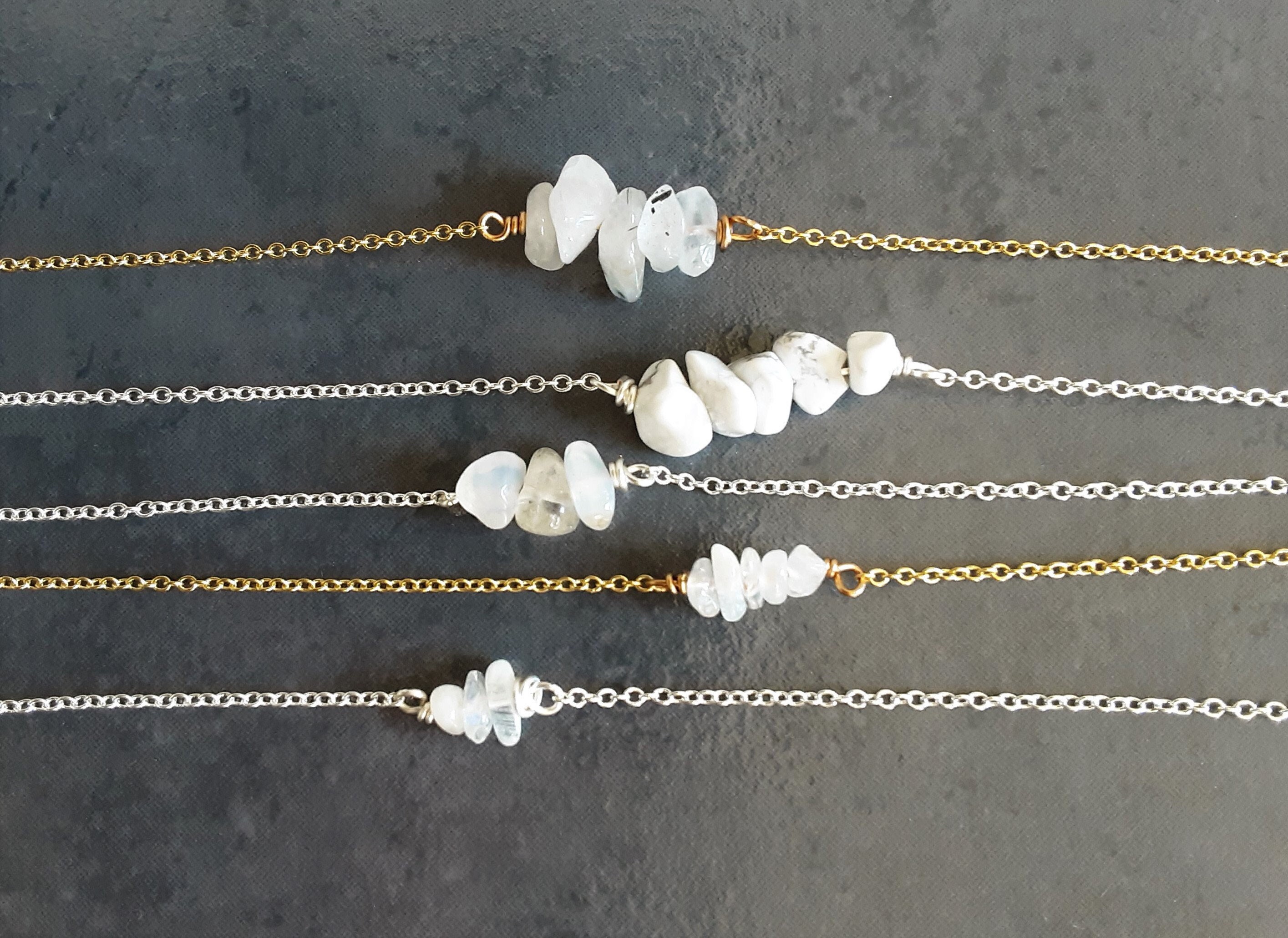 Simple white stone necklace 2024 designs in gold