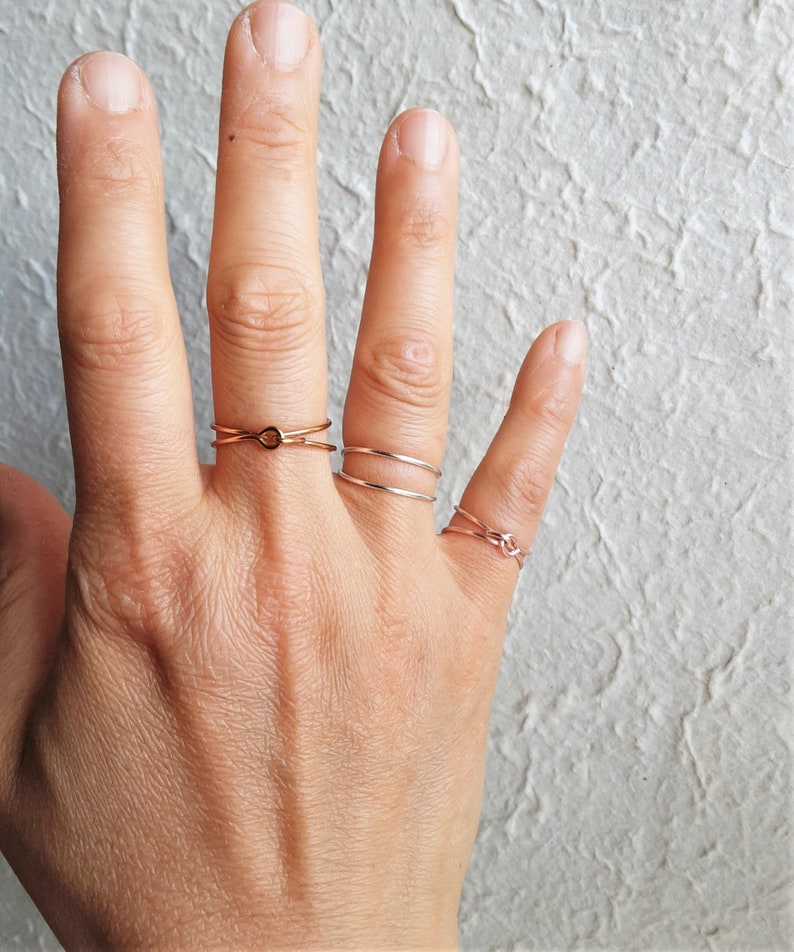 Simple Minimal double wire knot Lock ring , Gold Silver Rose gold , NOT Adjustable , Dainty Minimalist promise infinity Stack Stacking rings image 2