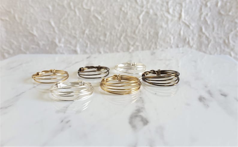 Simple multi layer wire ring / Not Size Adjustable / You can choose wire colour + number of layers , Ring size.