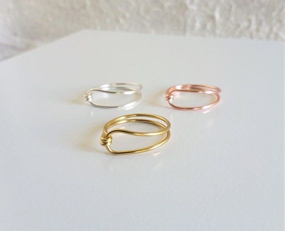 silver Stackable wire-wrapped ring gold or rose gold
